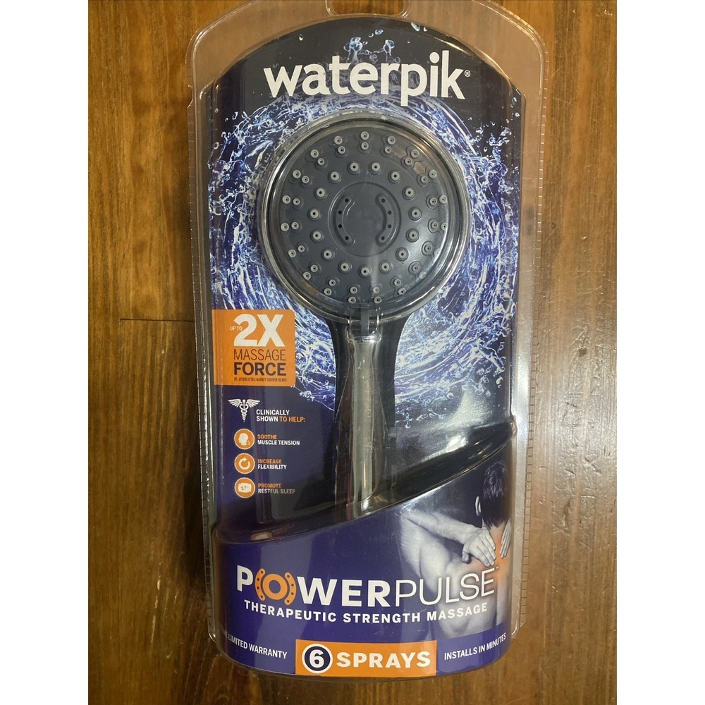 NWT - Waterpik Power Pulse 2X Massage Force Shower Head w/ 6 Sprays XAU-643E